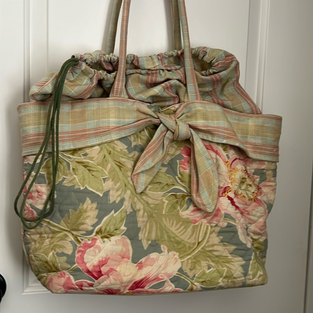 April Cornell Floral Tote Bag - Green and Pink